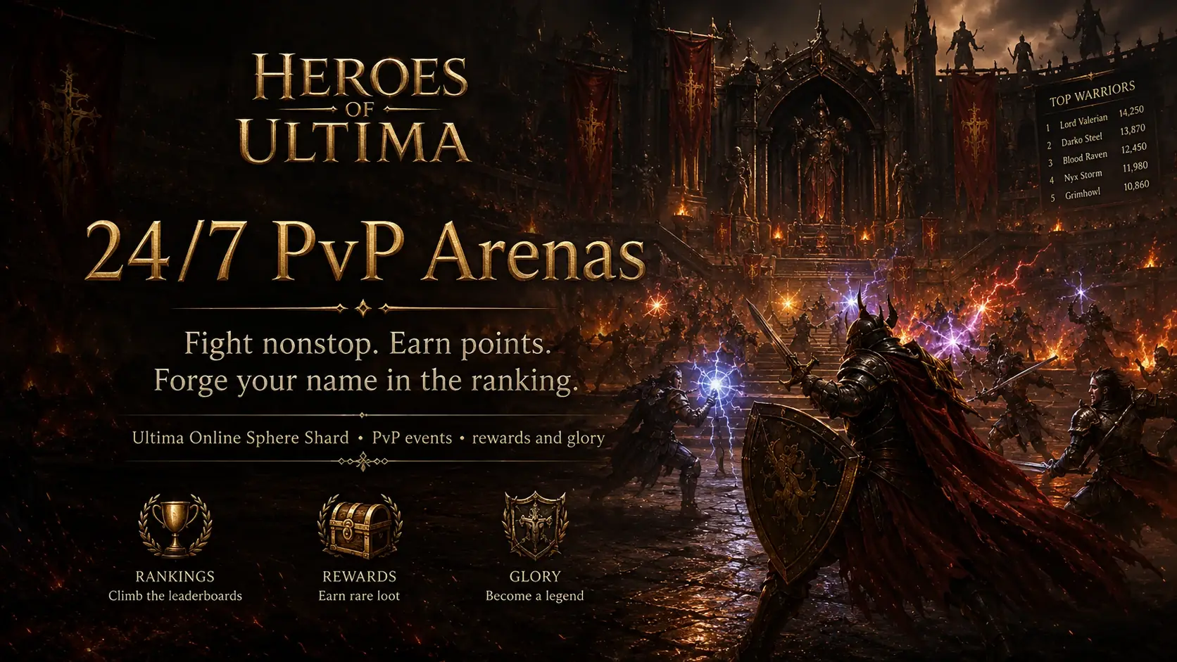 Heroes Of Ultima 24/7 Sphere PvP arenas and events